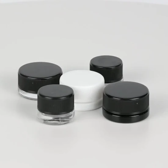 Pot de concentré en verre transparent Qube résistant aux enfants de 5 ml avec capuchon noir